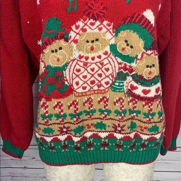 Hillary Paige Christmas Bears Red Long Sleeve Knit Family Ugly‎ Sweater Medium - Picture 5 of 8